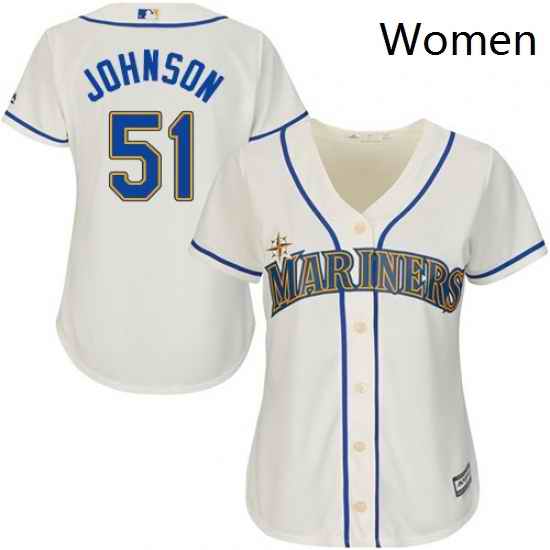 Womens Majestic Seattle Mariners 51 Randy Johnson Authentic Cream Alternate Cool Base MLB Jersey